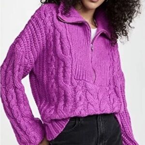 For Love and Lemons Half Zip Cable Knit Sweater